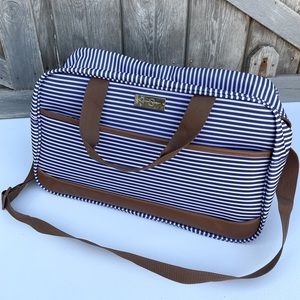 Jessica Simpson Weekender Bag! Classy Blue & White Pinstripe!